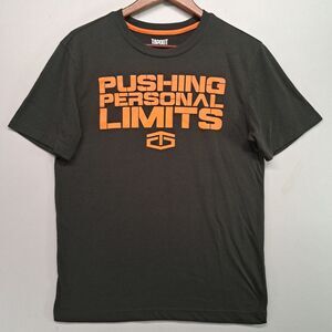 Tapout Mens Small Pushing Personal Limits Graphic Tee Dark Olive Orange MMA
